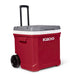 Igloo Latitude 60 Qt Roller Cooler Industrial Red, Wheeled Cooler Box with Telescoping Handle and Cup Holders