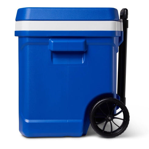 Igloo Profile II 60 Qt Roller Cooler Majestic Blue, Wheeled Cooler Box with Telescoping Handle and Cup Holders