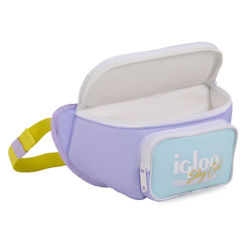 Igloo Retro Fanny Pack Cooler Bag Lilac, Wearable Insulated Waist Pack with Adjustable Strap, Holds 3 Cans