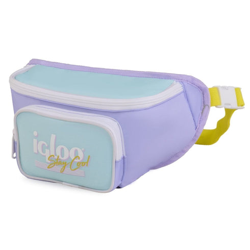 Igloo Retro Fanny Pack Cooler Bag Lilac, Wearable Insulated Waist Pack with Adjustable Strap, Holds 3 Cans