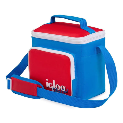 Igloo Retro Square Lunch Bag, Insulated 9 Can Cooler Bag with Shoulder Strap and Front Zip Pocket