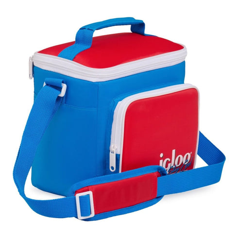 Igloo Retro Square Lunch Bag, Insulated 9 Can Cooler Bag with Shoulder Strap and Front Zip Pocket