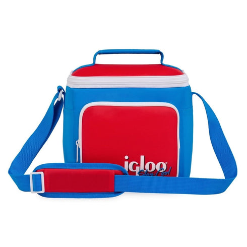 Igloo Retro Square Lunch Bag, Insulated 9 Can Cooler Bag with Shoulder Strap and Front Zip Pocket