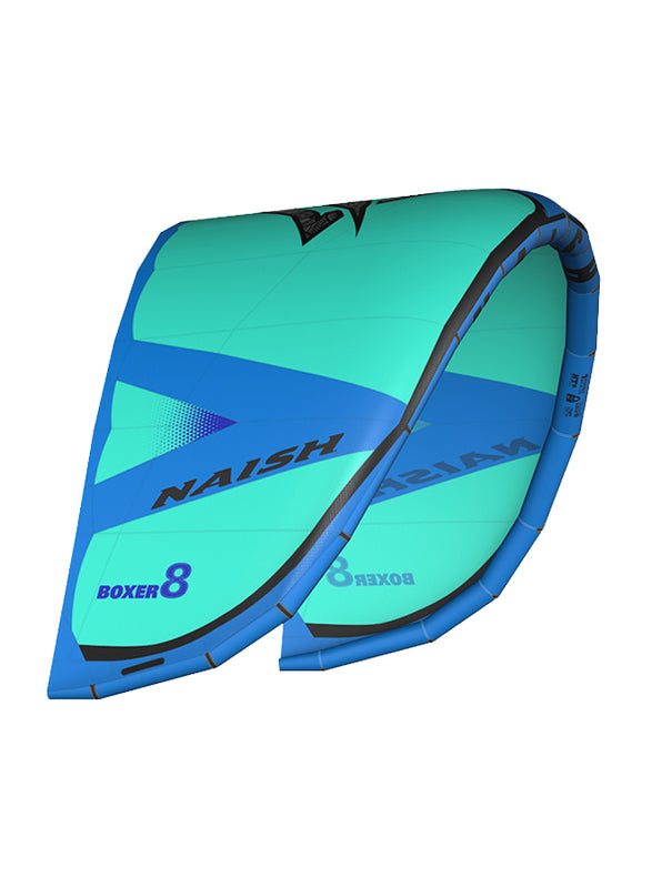 Naish S26 Boxer kite, a single-strut lightweight freeride kite known for its performance in light wind conditions.
