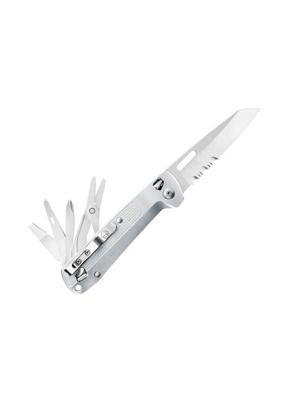 Leatherman Free K4X Multipurpose Knife (10-in-1), a high-performance folding knife with 9 integrated multi-tools.
