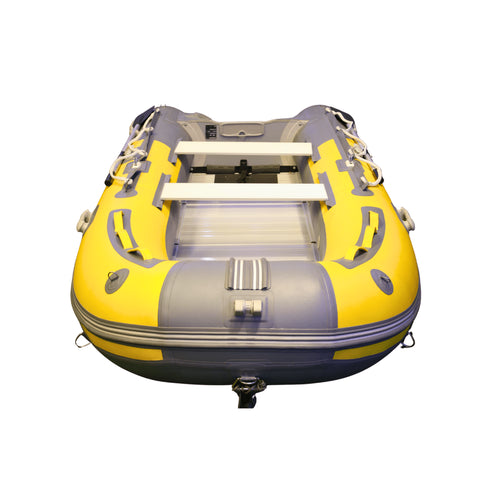 Inflatable Boat with Aluminum Floor, 0.9mm–1.2mm Reinforced PVC Construction, Stable Motor-Ready Dinghy for Fishing, Touring, and Water Sports