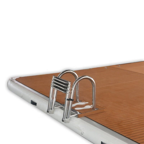 Inflatable Floating Station 4 x 2 m, Drop Stitch Floating Dock Platform with EVA Deck, Ladder and Pump