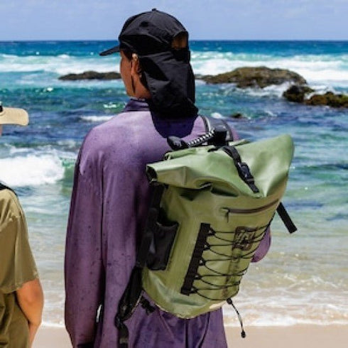 Jetpilot Venture 50L Waterproof Bag Black Sage, Roll Top Tarpaulin Dry Backpack with Welded Seams