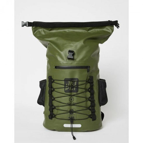 Jetpilot Venture 50L Waterproof Bag Black Sage, Roll Top Tarpaulin Dry Backpack with Welded Seams