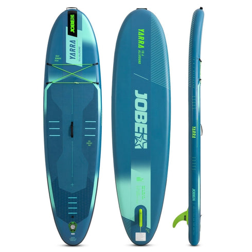 Jobe Aero Yarra SUP Board 10.6 Package Steel Blue, All-Round Inflatable Paddle Board for Riders to 140 kg