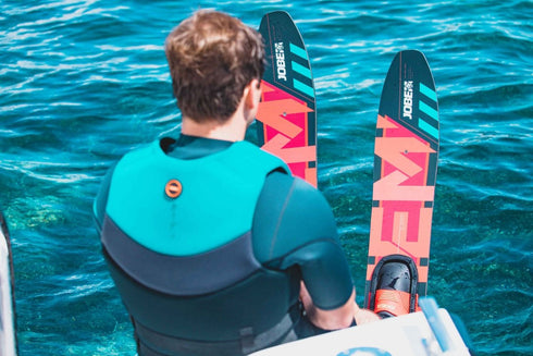 Jobe Hemi Combo Waterskis, Beginner - Friendly Water Ski Pair with Bindings for Learning