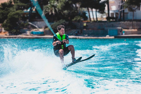 Jobe Hemi Combo Waterskis, Beginner - Friendly Water Ski Pair with Bindings for Learning