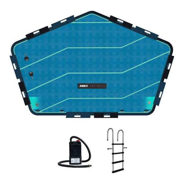 Jobe Infinity Island with Pump and Stairs, 2.96 x 4.48 m Inflatable Floating Platform for 800 kg