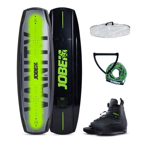 Jobe Vanity Wakeboard and Maze Bindings Package, Continuous Rocker Wakeboard with Lace Lock Bindings