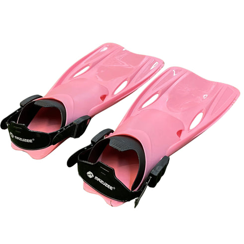 Kids Diving Fins in Pink, Adjustable Open Heel Swim Fins for Children, Sizes XS 27 to 30 and M 38 to 41