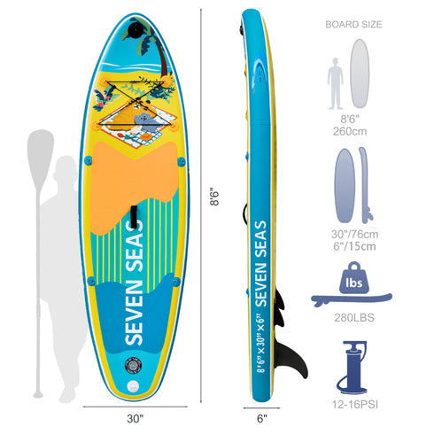 Kids Response Inflatable Stand Up Paddle Board 8.6ft, iSUP Package with Paddle, Pump, Leash and Dry Bag