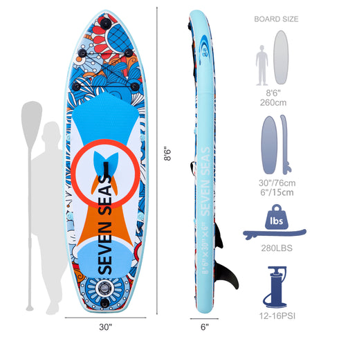 Kids Spray Inflatable Stand Up Paddle Board 8.6ft, iSUP Package with Paddle, Pump, Leash and Dry Bag