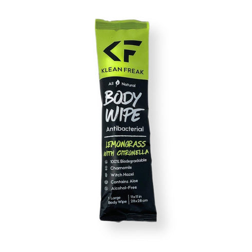Klean Freak Body Wipe Single Sachet, No-Rinse Shower Wipe in Pocket Pack for Gym, Travel and Camping