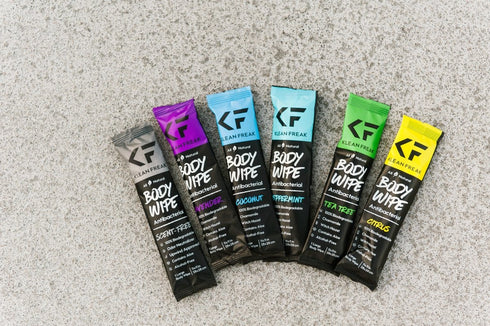 Klean Freak Body Wipes Trial Pack, 6 Oversized No-Rinse Shower Wipes One in Each Scent for Travel and Gym