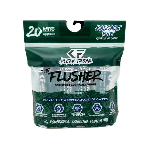 Klean Freak The Flusher 20 Pack, Individually Wrapped Flushable Wipes with Aloe and Vitamin E for Travel
