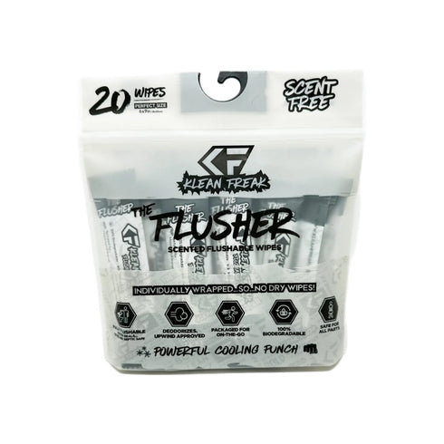 Klean Freak The Flusher 20 Pack, Individually Wrapped Flushable Wipes with Aloe and Vitamin E for Travel