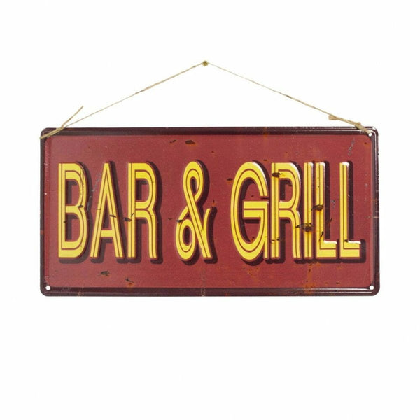 La Hacienda Bar and Grill Wall Sign, Embossed Metal Hanging Sign for Garden Bar, Patio and Outdoor Kitchen