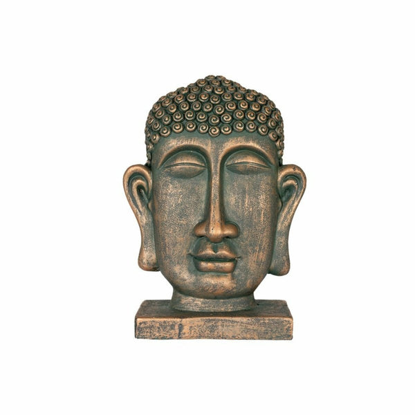 La Hacienda Buddha Head on Base Small, Bronze Finish Resin Garden Ornament for Home, Patio and Terrace