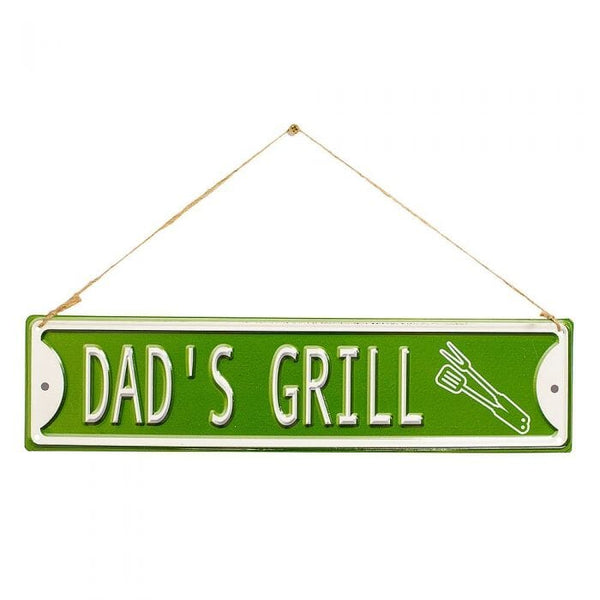 La Hacienda Dad's Grill Wall Sign, Embossed Metal Hanging Sign for BBQ Area, Garage and Outdoor Kitchen