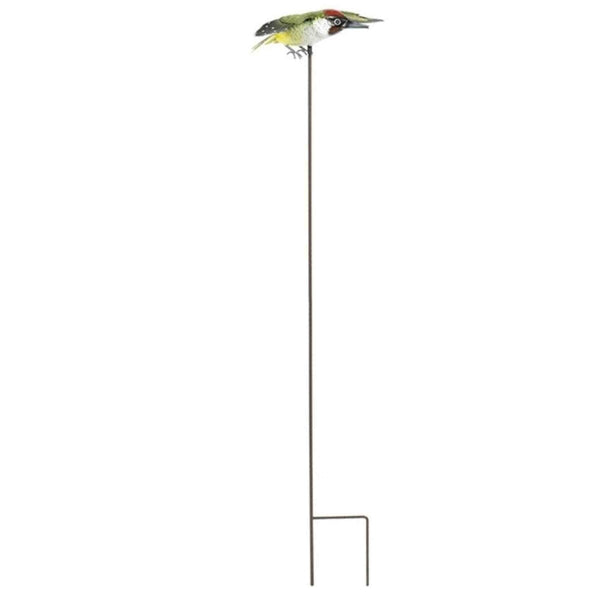 La Hacienda Inquisitive Woodpecker on Stake, Lifelike Wooden Garden Ornament for Flower Beds and Lawns