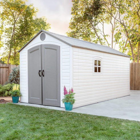Lifetime 8 ft x 5 ft Outdoor Storage Shed - HDPE Walls, Steel Reinforced, Lockable Entry - Durable Solution for Garden Tools and Equipment