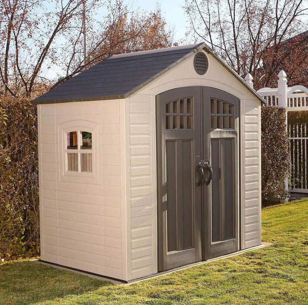Lifetime 8 ft x 5 ft Outdoor Storage Shed - HDPE Walls, Steel Reinforced, Lockable Entry - Durable Solution for Garden Tools and Equipment
