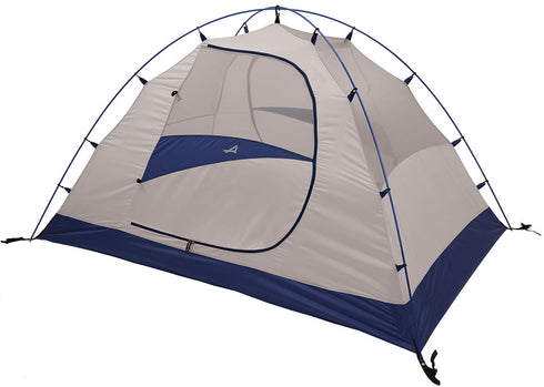 ALPS Mountaineering Lynx 2 tent with rainfly, gray and navy, front view