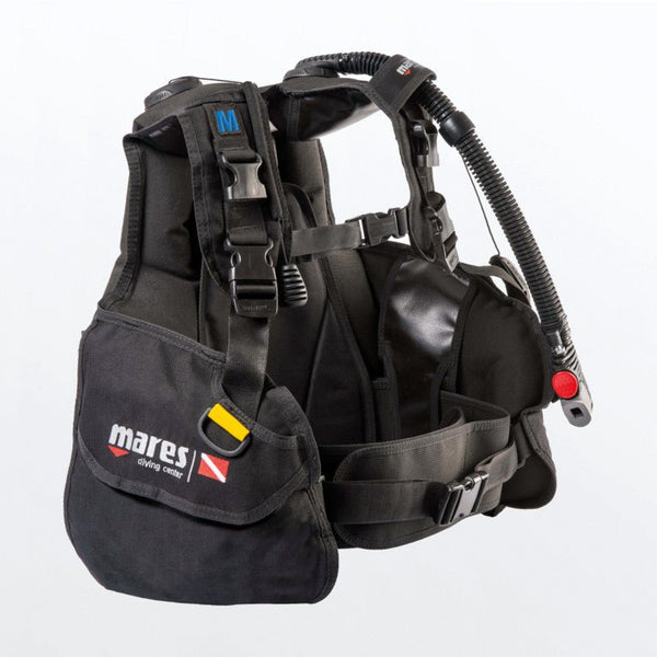 Mares Rover DC BCD, black jacket-style scuba BCD, front three-quarter view