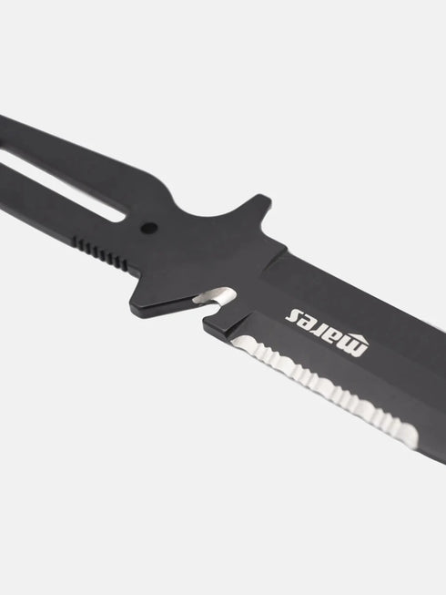 Mares Maximus Dive Knife, 440 Stainless Steel PVD Coated Scuba Knife with Line Cutter and Cordura Sheath
