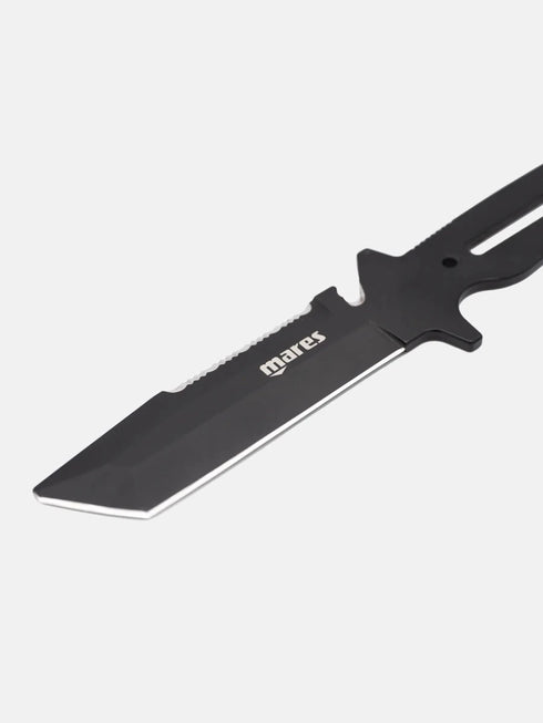 Mares Maximus Dive Knife, 440 Stainless Steel PVD Coated Scuba Knife with Line Cutter and Cordura Sheath