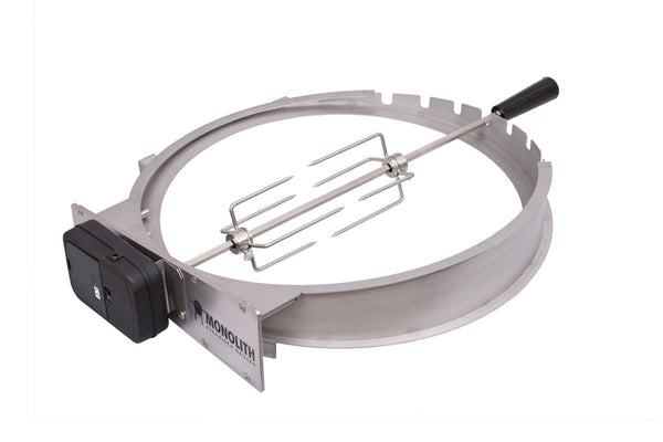 Monolith Classic Rotisserie Set, Kamado Spit Roast Kit with Meat Forks, Skewers and Mains, Battery or USB Motor