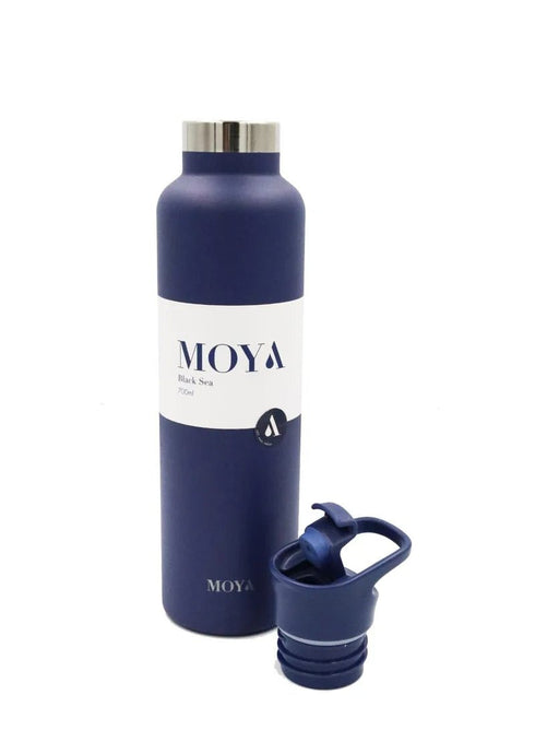 Moya "Black Sea" 700ml Insulated Sustainable Water Bottle Spout Lid