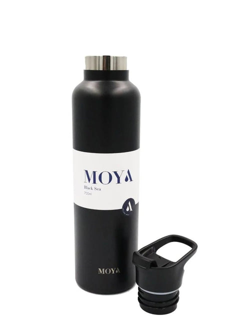 Moya "Black Sea" 700ml Insulated Sustainable Water Bottle Spout Lid
