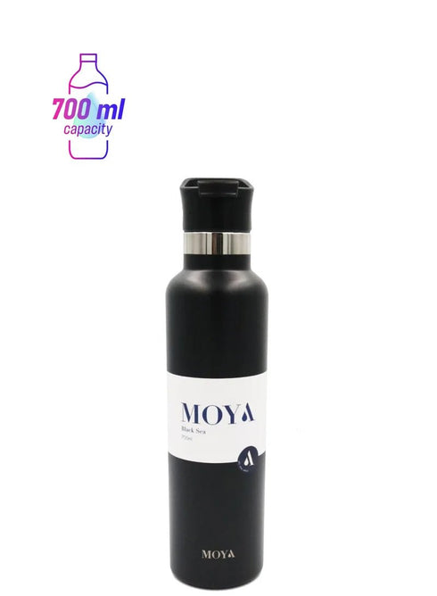 Moya "Black Sea" 700ml Insulated Sustainable Water Bottle Spout Lid