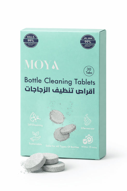Moya Bottle Cleaning Tablets 30 Pack, Effervescent Tablets that Remove Odours from Bottles, Lids, Straws and Mugs