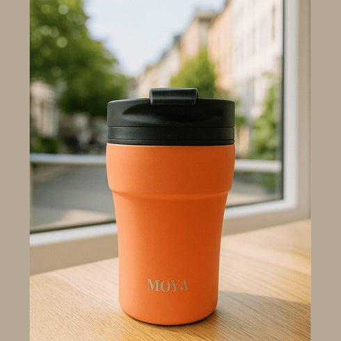 Moya Low Tide 250ml Travel Coffee Mug, Reusable Stainless Steel Coffee Cup with Leak-Proof Lid