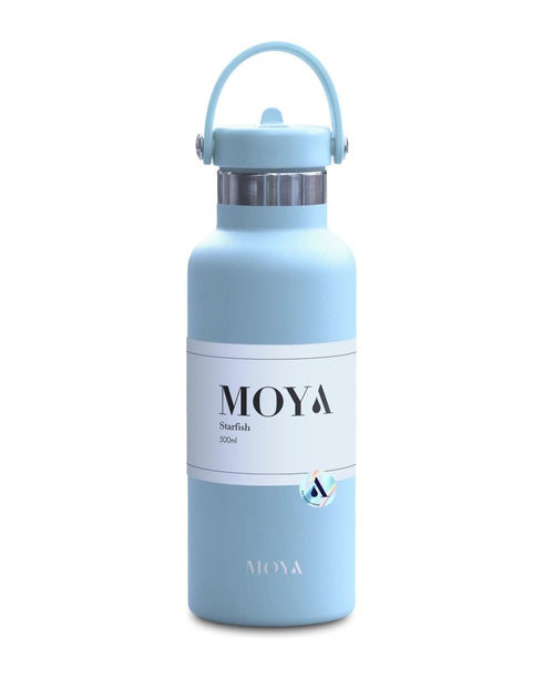 Moya Starfish 500ml Kids Water Bottle, Insulated Recycled Stainless Steel Bottle with Leakproof Straw Lid