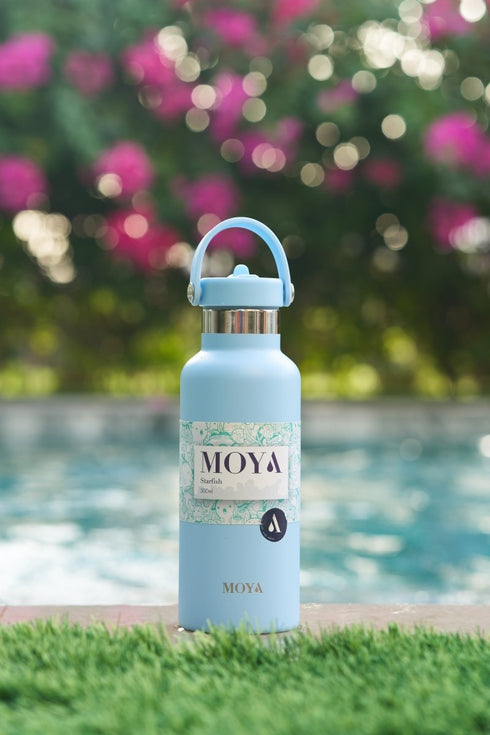 Moya Starfish 500ml Kids Water Bottle, Insulated Recycled Stainless Steel Bottle with Leakproof Straw Lid