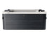 MSpa Oslo Aero Plus square hot tub, black, front view with headrests on white