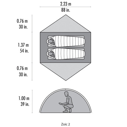 MSR Zoic 2 - Person Lightweight Tent – Spacious & Easy - to - Set - Up Shelter for Backpacking and Camping