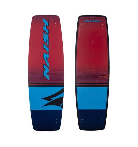 Naish Hero kiteboard, a beginner-friendly twintip board known for its predictable shape and easy, smooth riding characteristics.