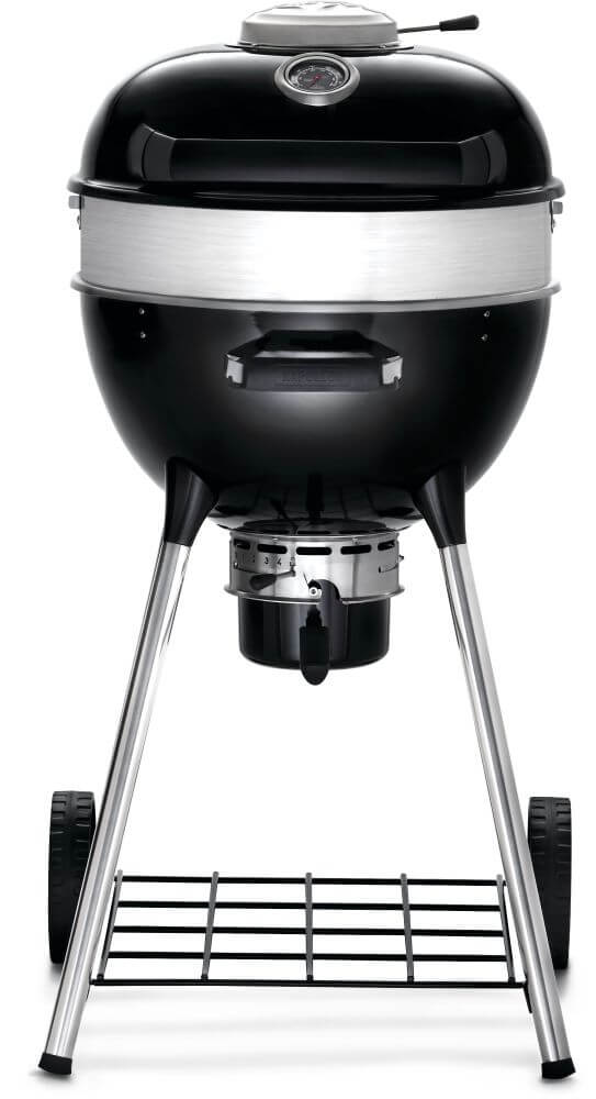 Napoleon 18 - Inch Charcoal Kettle Grill, Black, Porcelain - Enamel Finish, Temperature Gauge, Suitable for Traditional Outdoor Charcoal Cooking