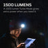 NEBO Einstein 1500 Flex Headlamp, 1500 Lumen Rechargeable Head Torch with Red Light, Runs on 18650 or CR123A