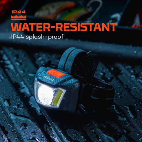 NEBO Einstein 250 Headlamp, 250 Lumen Spot and Flood Head Torch with Red Light and Tilt, AAA Battery Powered