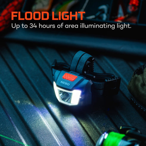 NEBO Einstein 250 Headlamp, 250 Lumen Spot and Flood Head Torch with Red Light and Tilt, AAA Battery Powered